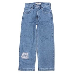 Hollister New York Graphic Super Baggy Wide Leg Jeans Men’s 28x30 Medium Wash